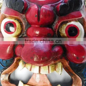 Hand Crafted Wooden Mask of Bhairab Mahakal Wall Hanging Made In Nepal thumbnail-2