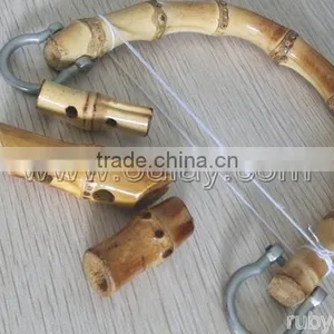 Natural Bamboo Handle With Buttons and Metal Hooks/rings for DIY Bags thumbnail-3
