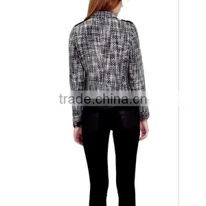 Latest Design Lapel Collar Front Zipper Open Long Sleeve Lady/woman Fashion Jacket&blazer thumbnail-4