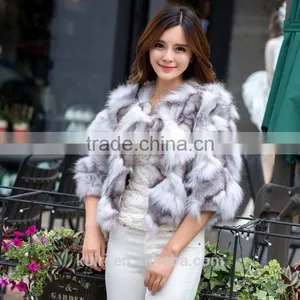 Factory Supply Leather Women Winter Fur Fox Fur Foot Encryption Sleeve Short Coat Large Size thumbnail-2