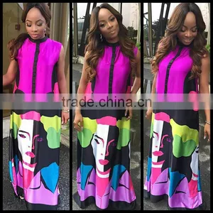 Walson The Summer New Sexy Beautiful Picture Printed Loose Dress Long Maxi Dress Silk Dress thumbnail-2