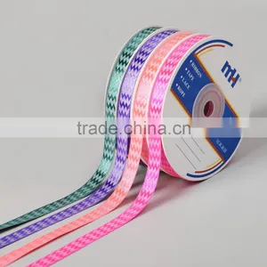 ZIG ZAG Print Wired Edged Satin Ribbon Roll thumbnail-2