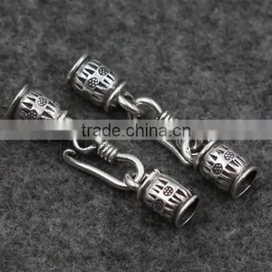 New Thailand Sterling Silver Hook and Eye Clasp End Cap With Hole 5mm thumbnail-2