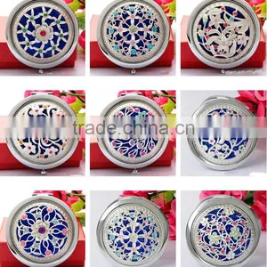 Metal Hollw Rhinestone Embessed Glass Lens Double Folding Mirrors thumbnail-6