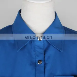 Fashion Style Deep Blue Plus Size Woman Long Shirt With Pocket thumbnail-2