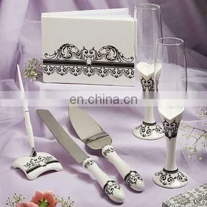 Wedding Guest Book/ Pen/ Cake Knift/ Sever/ Toasting Flutes Set Decoration Favors Gifts thumbnail-1