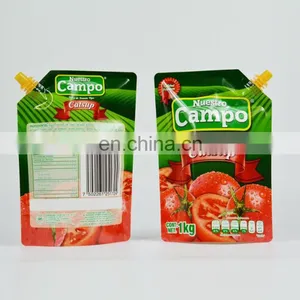 Wholesale Custom 1kg Tomato Sauce Pouch Plastic Spout Pouch / Plastic Drinking Packaging Bag thumbnail-2