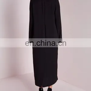 China Factory Custom Fashionable Women Black Color Long Style Wool Coat Women Warn Winter Coat thumbnail-3