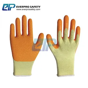 10G 5 Yarn Cotton Liner Latex Crinkle Palm Coated Work Gloves With EN388 3142X thumbnail-3