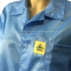 Static Dissipative ESD Jackets 2.5mm Grid White And Blue For EPA Clean Room thumbnail-4