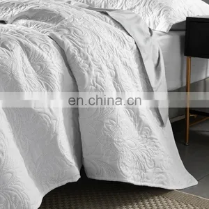 American Adult 3 Pcs Woven Plain Color Full King Size Bed Cover Quilt Bedspread Set thumbnail-5