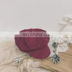 Baby Beret Winter Children Octagonal Hat Korean Girl Beret Boy Corduroy thumbnail-4