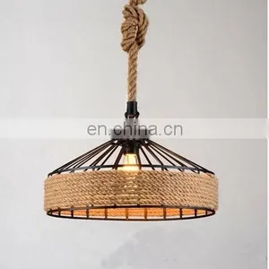 Popular Industrial Fancy Hemp Rope Lamp Edison Pendant Light thumbnail-1