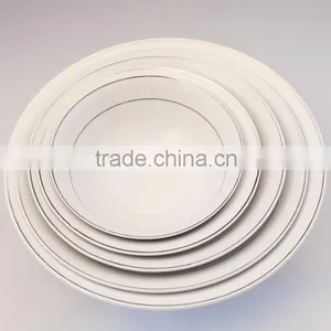 Silver Porcelain Bowls Set, Silver Rim Soup Bowls, Ceramic Salad Bowl GGK thumbnail-1