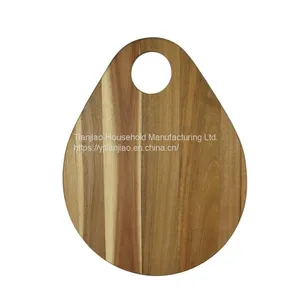 Wholesale Custom ECO-friendly Organic Vegetable Bread Food Kitchen Oval Chopping Blocks Acacia Wood Cutting Board With Holes thumbnail-5