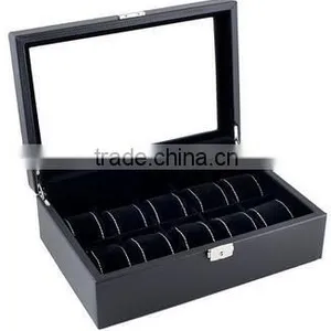 Black Leather Jewelry Box Watch Organizer Storage Case,black Leather Leather Watch Travel Case,watch Storage Case Display Box thumbnail-3