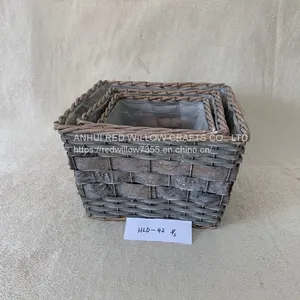 Portable Wood Chip Garden Flower Basket For Home And Garden thumbnail-1