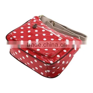 Stylish Red Polka Dot Woman Shoulder Long Strip Bag PVC Coated Canvas Shoulder Long Strip Bag For Girls thumbnail-3