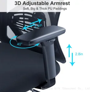 High Back Desk Chair With Adjustable Lumbar Support, Headrest & 3D Armrest - 130°Rocking Mesh Computer Chair thumbnail-4