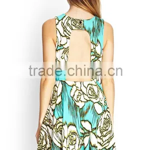 2015 China Manufacturer Customized the Latest Design Rose Skater Elegant Dress thumbnail-3