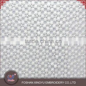 Chinese Manufacturer New Design Embroidery Lace White Embroidered Wedding Decoration Fabric thumbnail-2