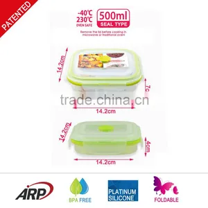 500ml PP Lid Collapsible Silicone Food Storage Non-stick BPA FREE FDA, LFGB, DGCCRF thumbnail-1