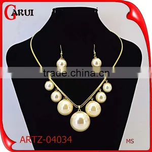 Wholesale Turkish Jewelry Latest Design Of Pearl Earrings Big Fashion Jewelry Set thumbnail-1