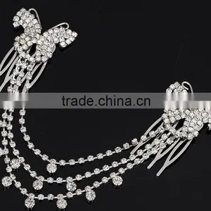 Wholesale Newest Boutique Fashionable Custom Vintage Diamond Tasseles Hair Accessories thumbnail-4