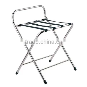 Hotel Chrome Luggage Rack With Back thumbnail-2