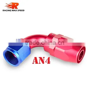 Aluminum Oil Cooler Fitting 90 Degree Resuable Hose End Fuel Line Hose End Fitting Adaptor Cutter Shape Blue and Red 40-090-04 thumbnail-1