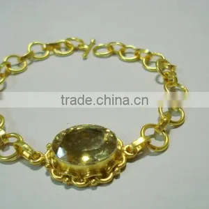 Lemon Topaz Gemstone Metal Bracelets thumbnail-1