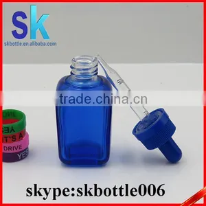 Red Clear Green Blue 30ml Square Glass Dropper Bottle thumbnail-6