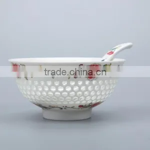 Exquisite Hollow Transparent White Porcelain Tableware With Spoon Bowl 8006 thumbnail-3