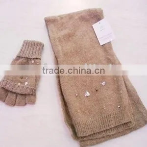 Fashion Angora Wool Gloves Scarf Set thumbnail-1