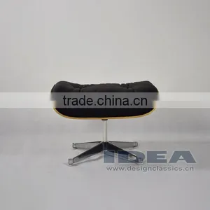 Replica Charles Ottoman Walnut Veneer Black Leather thumbnail-2