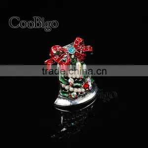 Fashion Jewelry Rhinestone Pearl Charming Christmas Jingle Bell Pin Brooch Christmas Party Promotion Gift Apparel Accessories thumbnail-1