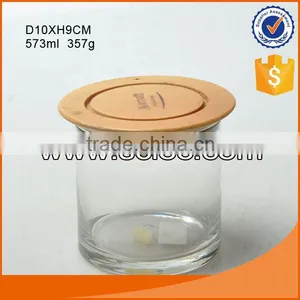Clear Glass Coffee Bean Storage Jar With Wooden Lid thumbnail-1