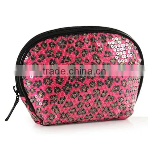 Glitter Sequins Cosmetic Bag With Piping thumbnail-1