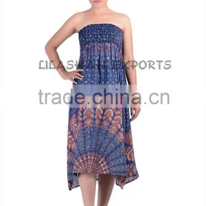 2123 Rayon MandalaTube Dress Rayon Dress Dresses Smoke Vestido Ropa Garments Manufacturer Jaipur India Sun Summer Dress thumbnail-1