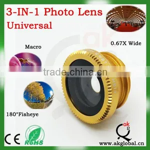 China Supplier Universal Clip 3 in 1 Lens Fisheye Wide Angle Macro Mobile Phone Lens thumbnail-4