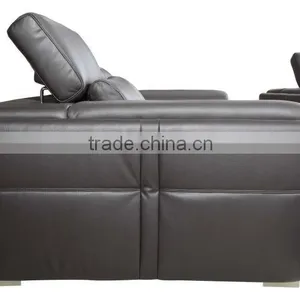 Italy Black Genuine Leather Sectionals Sofas thumbnail-6