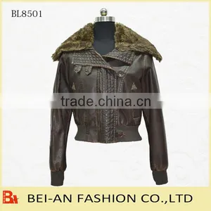 Ladies pu Leather Bike Jacket thumbnail-1