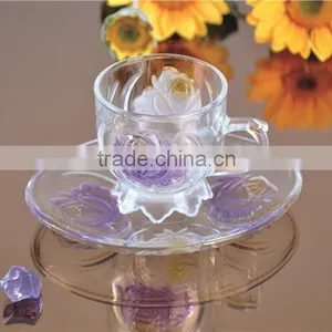 Drinkware Glass Tea Cup and Saucer Set With Colored thumbnail-3