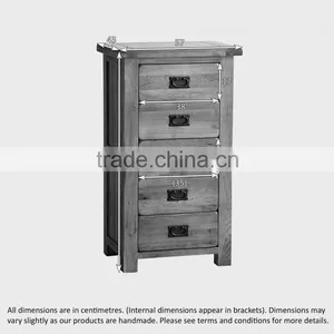 Rustic Style Antique Retro Solid Oak Wood 5 Drawers Wellington thumbnail-6