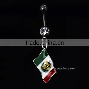 14G Mexico Flag Logo Belly Button Piercing thumbnail-3