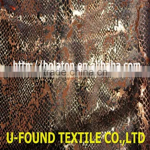 New Fancy Item 95% Polyester 5% Spandex Warp Knitted Velvet With Bronze Foil Python Pattern Print Fabric thumbnail-3