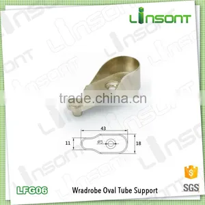 China Supplier Alloy With Chrome Nickel Plating Wardrobe Pipe Support Wardrobe Fittings Oval Tube Flange thumbnail-1