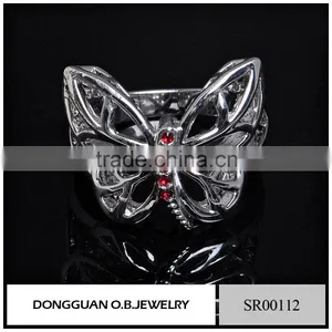 316l Stainless Steel Ring Butterfly Ring In Silver Jewelr With Colorful Cz thumbnail-1