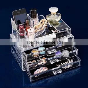 Large Clear Acrylic Cosmetic Makeup Organizer With Drawer thumbnail-2