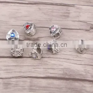 Dark Silver Plated Love Heart Big Hole Bead Charm Fits European Charm Bracelets thumbnail-2